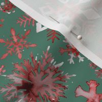 Snowflakes Christmas Red Green