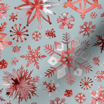 Snowflakes Red Teal