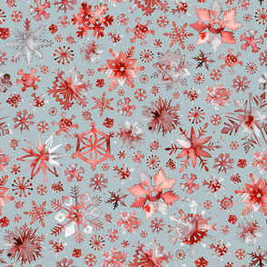 Snowflakes Red Teal
