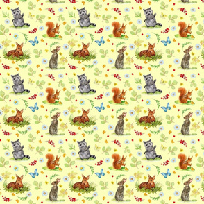 children's print with forest animals