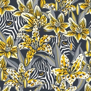 MEDIUM SIZE  zebras and tiger lilies