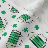 green mugs of beer - four leaf clovers - shamrocks - st patricks day - white - LAD20