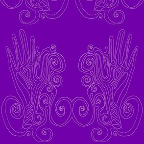 Hand to line -contour drawing- twin -pink on violet