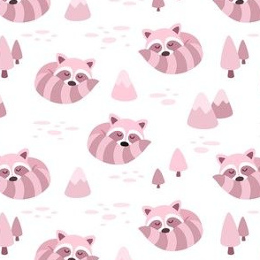 Pink Sleeping Raccoons