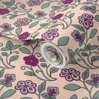 Imitation Crewel Embroidery fabric - Full