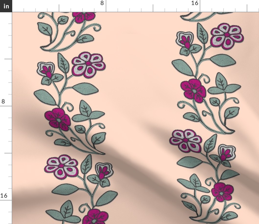 Imitation Crewel Embroidery fabric - Stripes