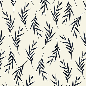Delicate Branches in dark navy on off white_24