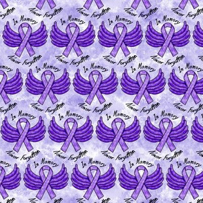 purple in memory watercolor winged ribbons