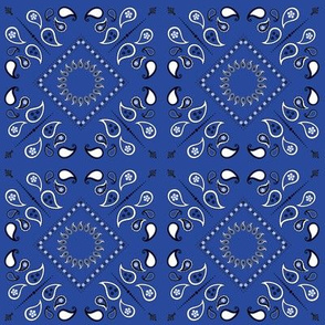 Blue Bandana Pattern Fabric, Wallpaper and Home Decor | Spoonflower