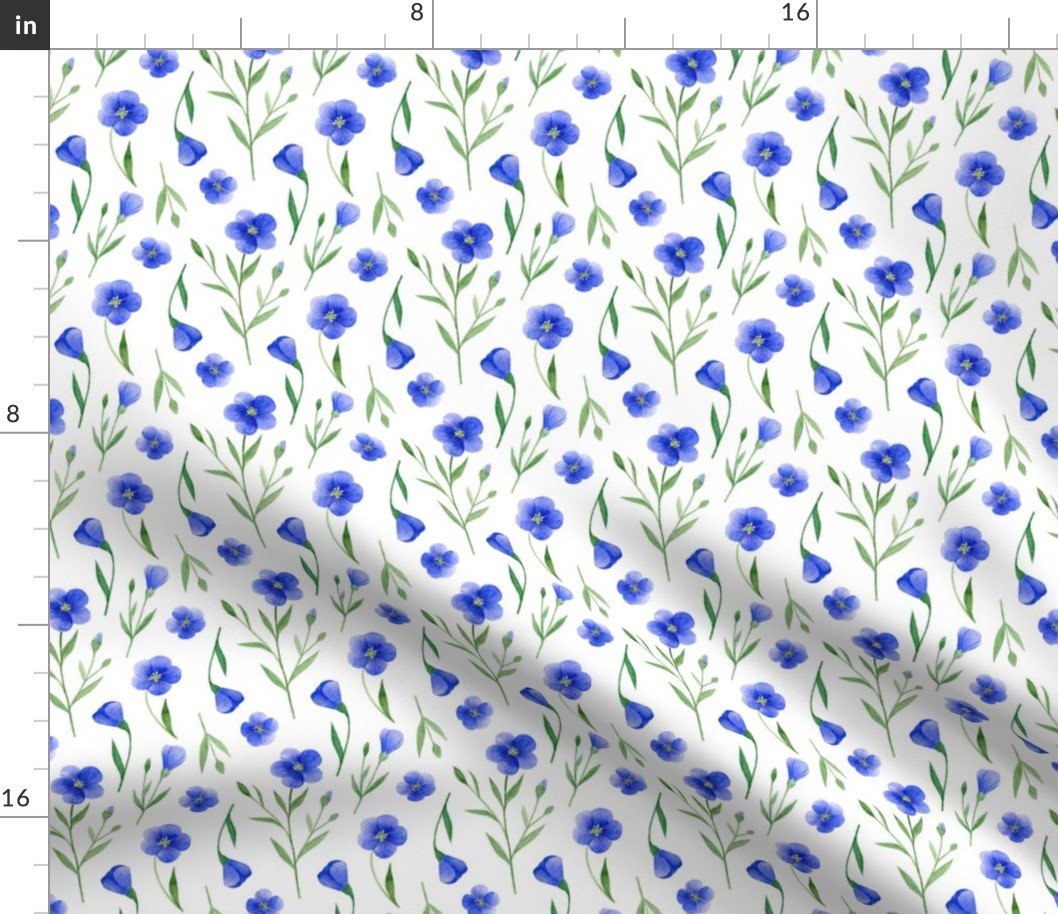 bright blue flax flowers pattern