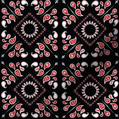 Black Red n White Bandana Pattern Print