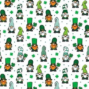 (small scale) St Patrick's Day Gnomes - Leprechaun Gnomes - clover - green on white - LAD20