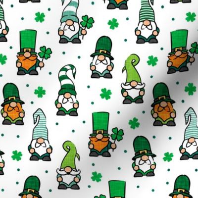 St Patrick's Day Gnomes - Leprechaun Gnomes - clover - green on white - LAD20