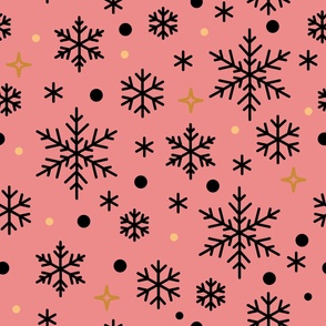 Black Rose  Gold Snowflakes