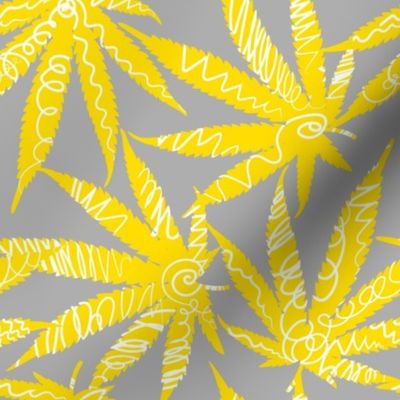 Cannabis leaves with scribble
