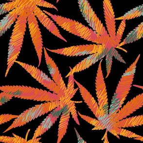 Cannabis leaves graffiti style