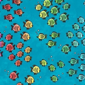 Fish Rainbow on blue