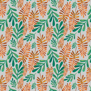 green and orange leaves on grey