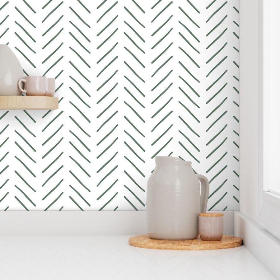 Green Zizag Lines Wallpaper | Spoonflower