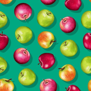 Apples in Red, Green & Teal