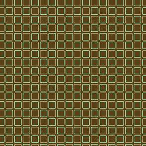 60s mod squares mint and brown on chocolate