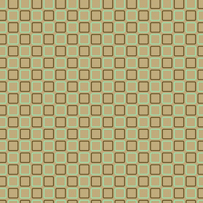 60s mod squares mint and chocolate on brown