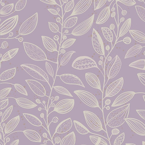 Purple Lavender Veri Peri Vining Flowers Vines Climbing foliage neutral wallpaper fabric pattern 