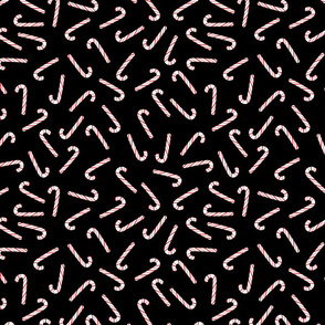 ditsy candy canes on black