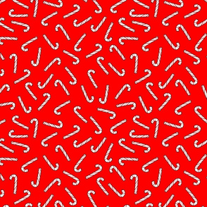 ditsy candy canes on red