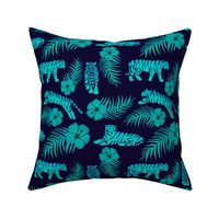 Tigers & Palms Navy Teal