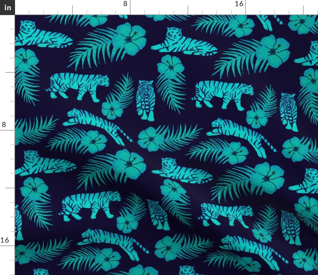 Tigers & Palms Navy Teal