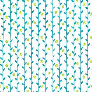 Floral Vines Pattern - Chartreuse and Blue