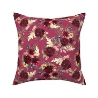 burgandy floral on cranberry