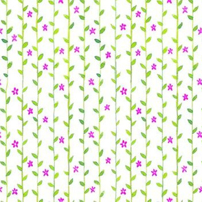Floral Vines Pattern - Green and Hot Pink