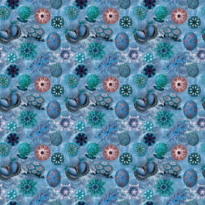 Ernst Haeckel Blue Sea Squirts on Blue Ocean Waves