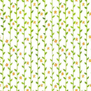 Floral Vines Pattern - Green and Orange