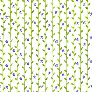 Floral Vines Pattern - Indigo and Green