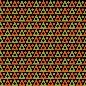 60s mod triangles orange and green on black black spots