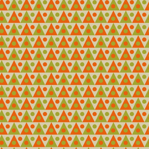 60s mod triangles orange and green on tan colored spots