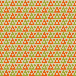 60s mod triangles orange and green on tan with tan spots