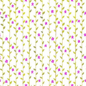 Floral Vines Pattern - Magenta and Yellow Green