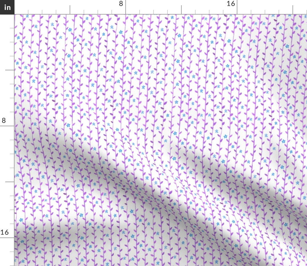 Floral Vines Pattern - Periwinkle and Purple