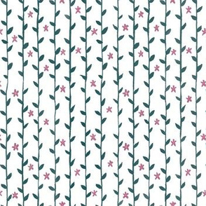 Floral Vines Pattern - Teal and Hot Pink