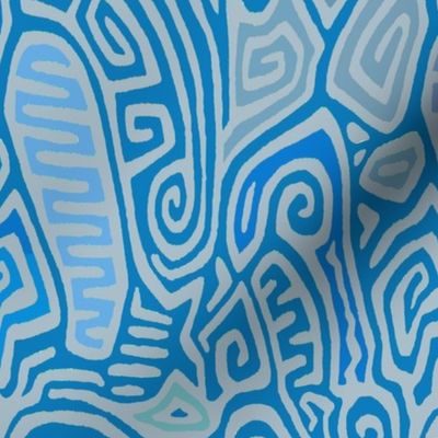 Aborigine Tribal Abstract - Blue Gray