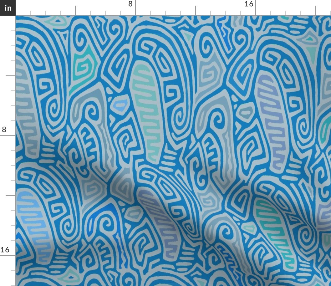 Aborigine Tribal Abstract - Blue Gray