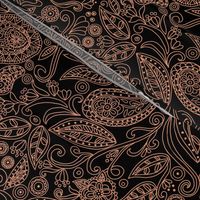 small- Linear Paisley-bronze on black fx