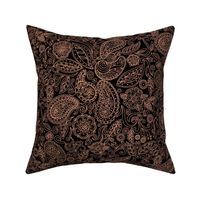 small- Linear Paisley-bronze on black fx