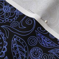 small -Linear Paisley-blue violet on black fx