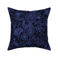 small -Linear Paisley-blue violet on black fx