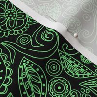 small- Linear Paisley-emerald on black fx